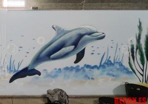 Pintura Mural Delfin Cubelles 300x100000